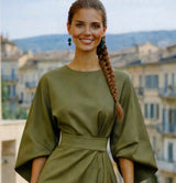 Vestido GRACE punto de algodón licra con fajín incluido, 4 colores tallas (36-48) (vídeo)