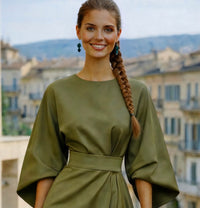 Vestido GRACE punto de algodón licra con fajín incluido, 4 colores tallas (36-48) (vídeo)