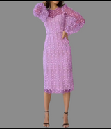 Hillary embroidered dress, tulle lace with belt, 5 colors, sizes (36-46)