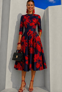 Vestido Anais rojo bolsillos algodón tallas (36-50) (vídeo)