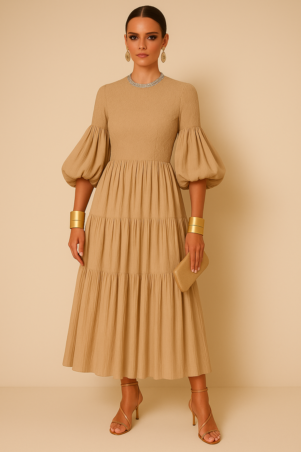 Vestido Gabriela de algodón licra cuerpo nido de abeja elastane, 4 colores tallas (36-48)