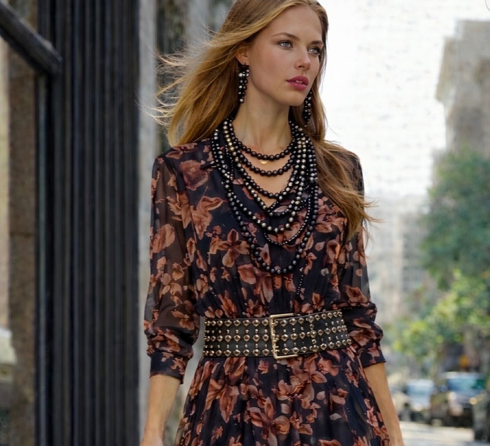 Vestido Lucky de gasa  con cinturón incluido (36-48)