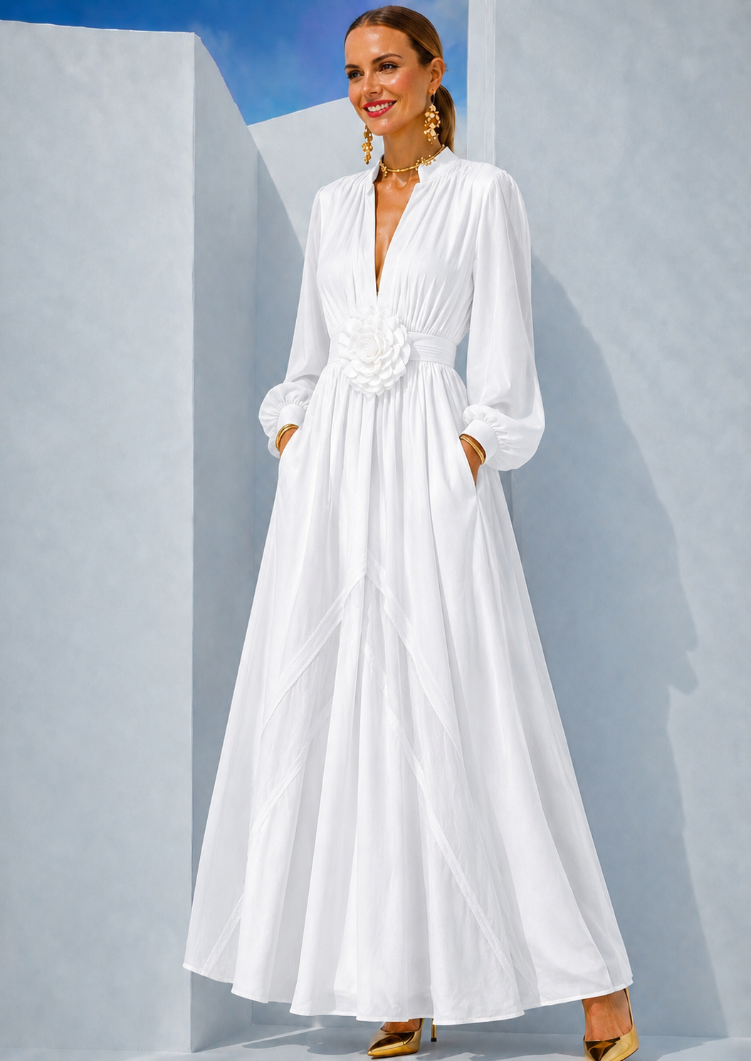 Chiffon Rose dress, 3 colors, sizes (36-46) video