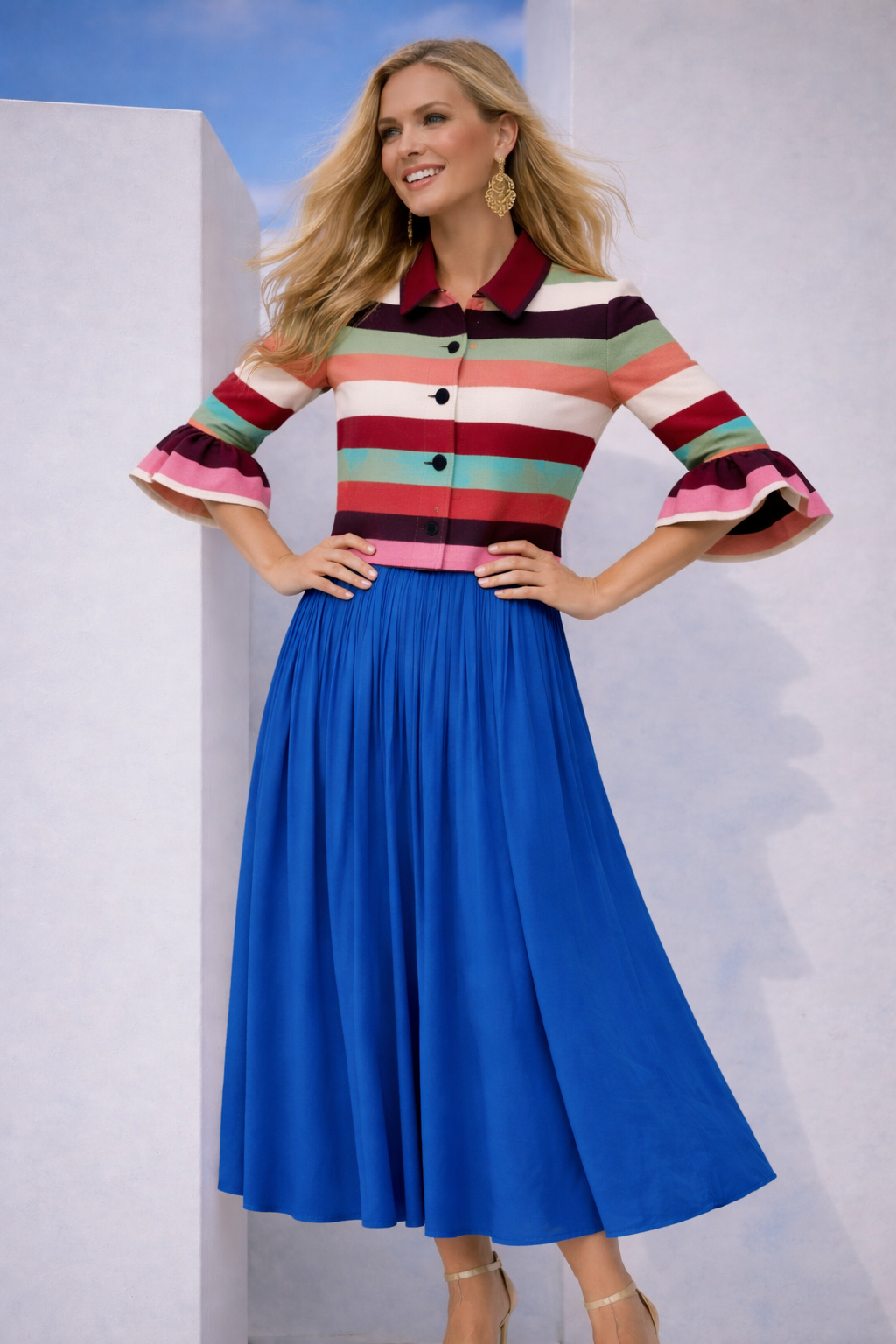 Falda Anja incluye cinturón , algodón satinada plisada, cintura elástica, 4 colores tallas (36-46)