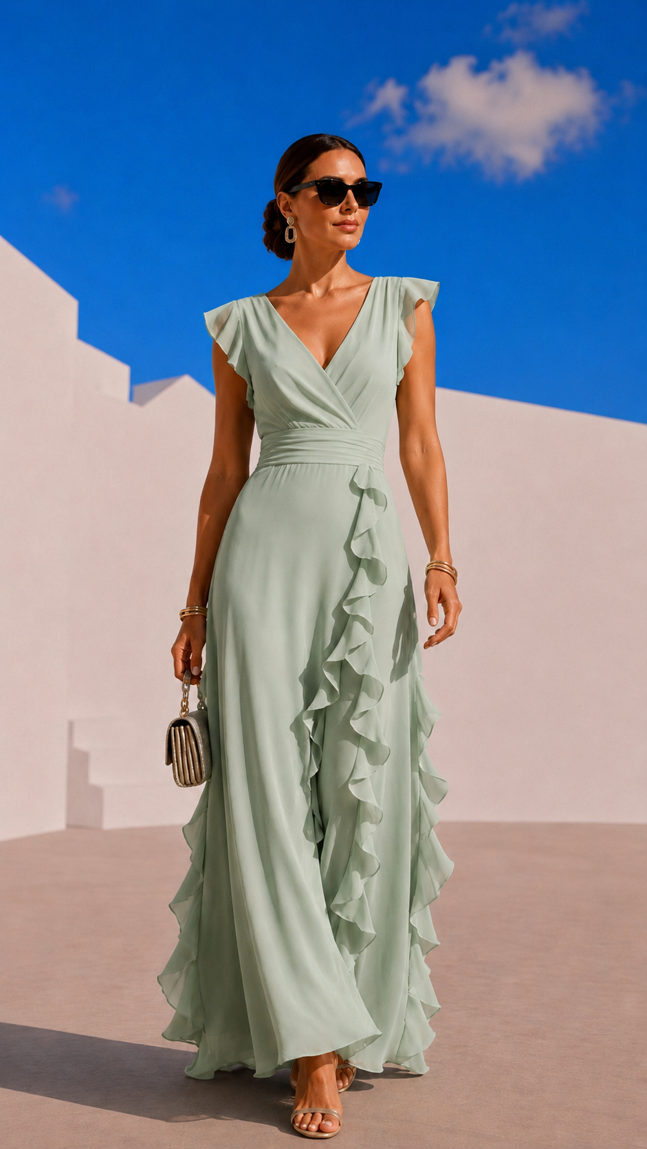 Vestido Amina chiffon gasa, tallas (34-50) vídeo