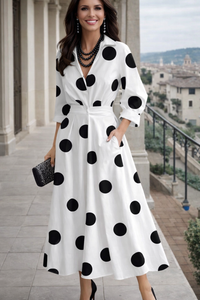 Vestido Giralda algodón licra elastane con bolsillos sin estampado, tallas (36-52)