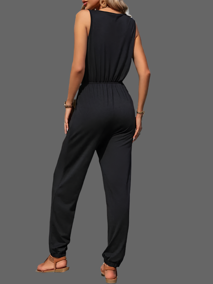 VICTORIA cotton lycra jumpsuit with pockets, 5 sizes