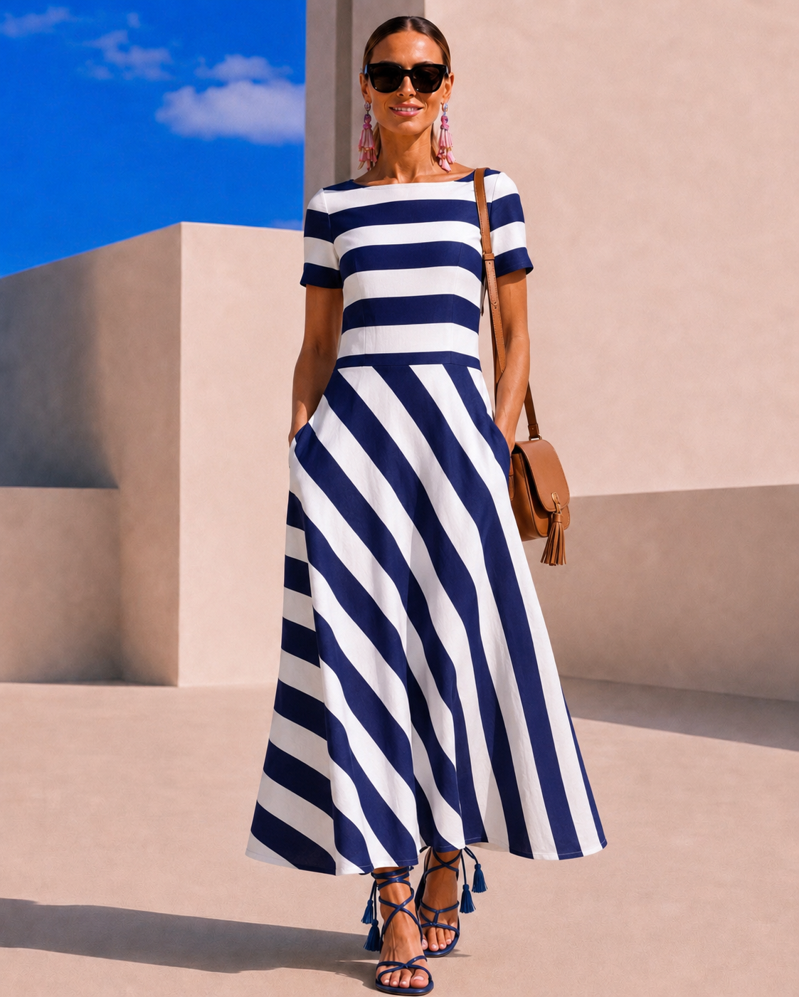 Vestido Venecia azul y negro, 2 colores, tallas (36-50) vídeo