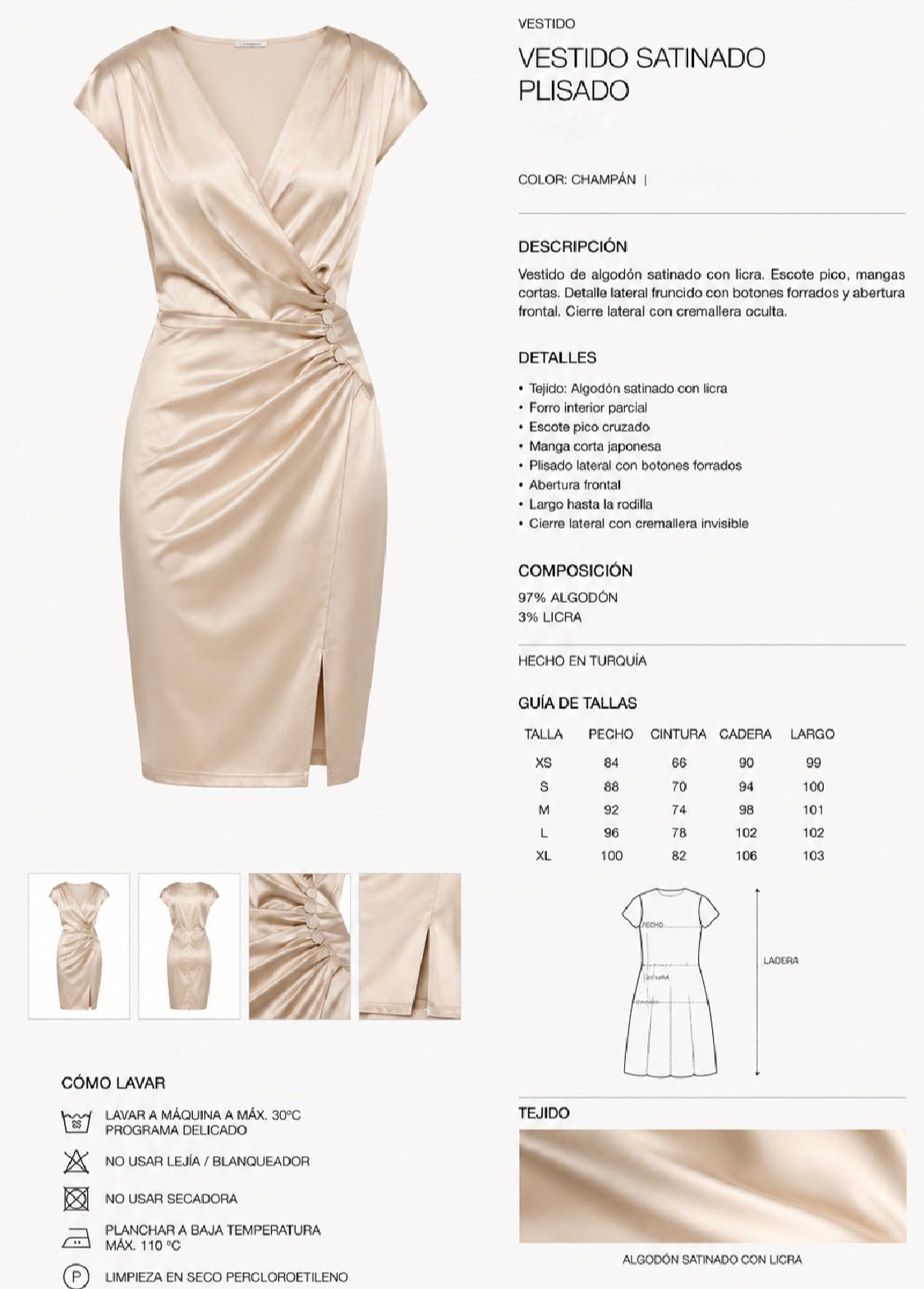 Champagne dress, cotton sateen lycra elastane, sizes (34-46) video)