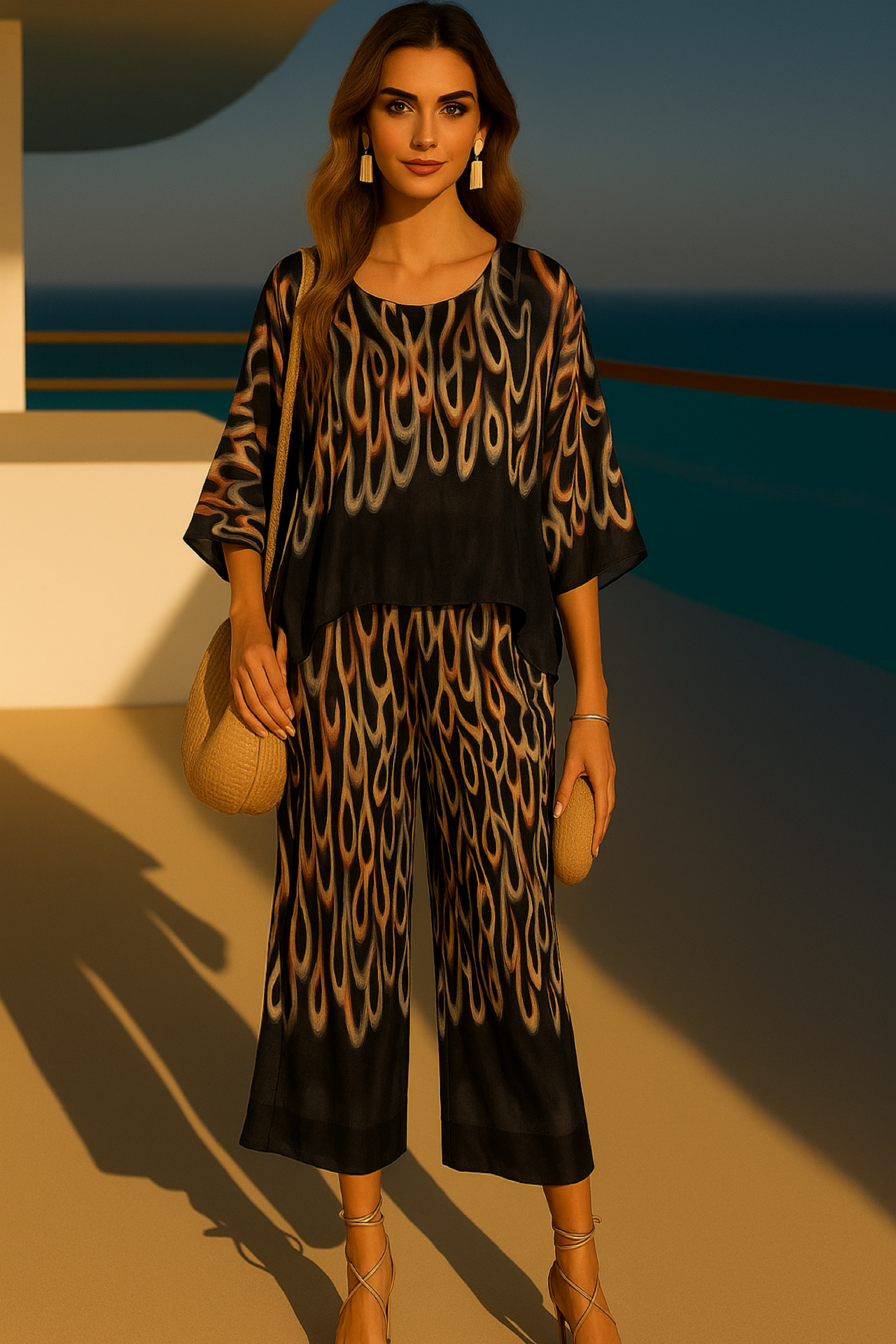 -50% OFF Kelly set, 4 prints top and elastic waistband pants sizes (36-50) very comfortable