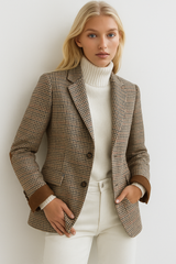 Tweed Chaqueta Albero de lana con coderas, tallas (36-48)made in Italy