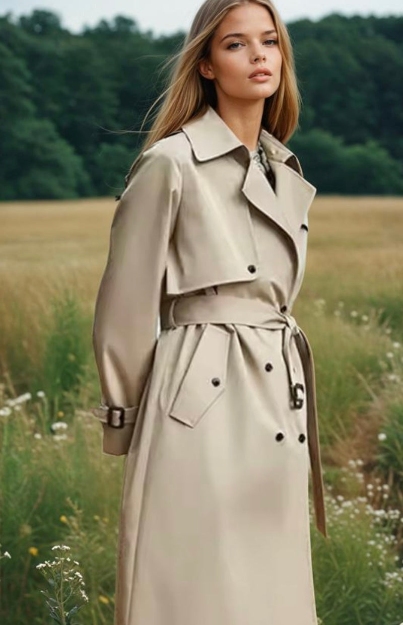 Gabardina London con forro interior y cinturón, 4 colores, tallas 36-46)