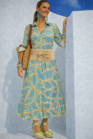 Vestido Casilda estampado camisero botones bolsillos, fajín incluido, tallas (36-52) (vídeo)