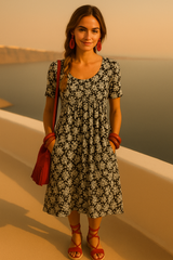 40% OFF East cotton knit dress, 6 prints, sizes (36-50)