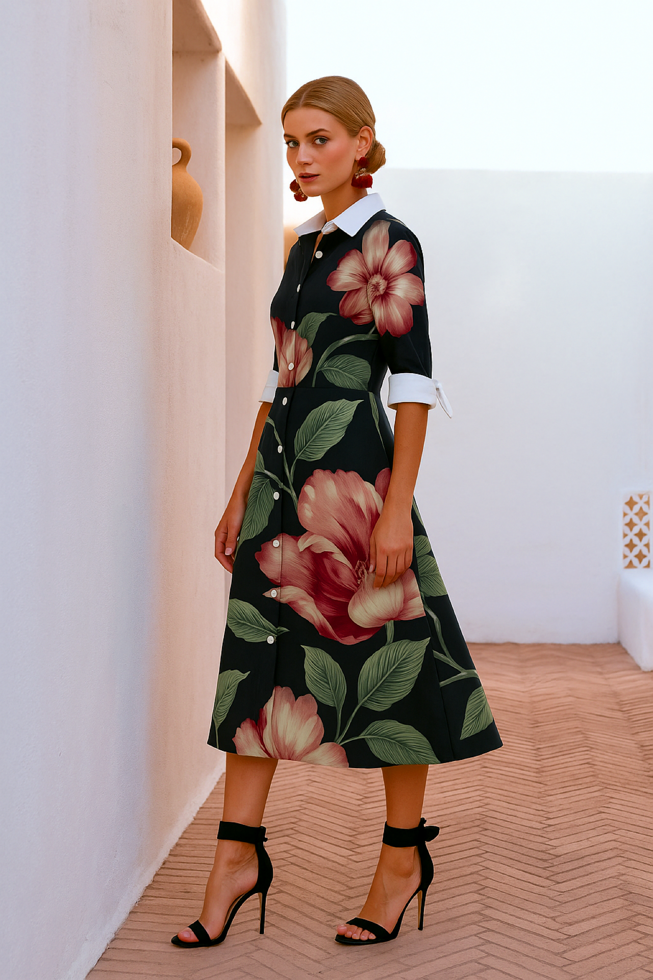 Teodora floral shirt dress, 3 prints, sizes (36-60)