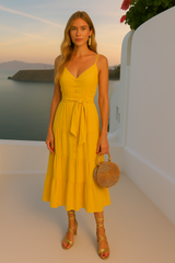 Vestido Poland botones y fajin, 5 colores, tallas (36-48)