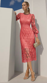 Dominica dress, lace and embroidery, 4 colors, size (36-48)