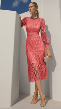 Dominica dress, lace and embroidery, 4 colors, size (36-48)
