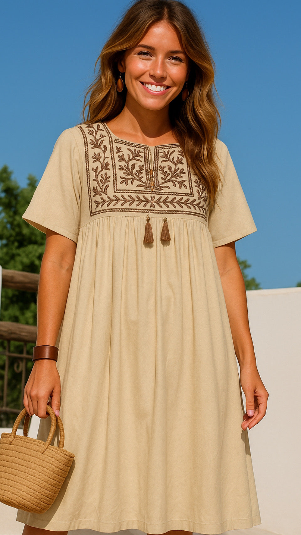 HABIBI embroidered cotton dress, 4 colors