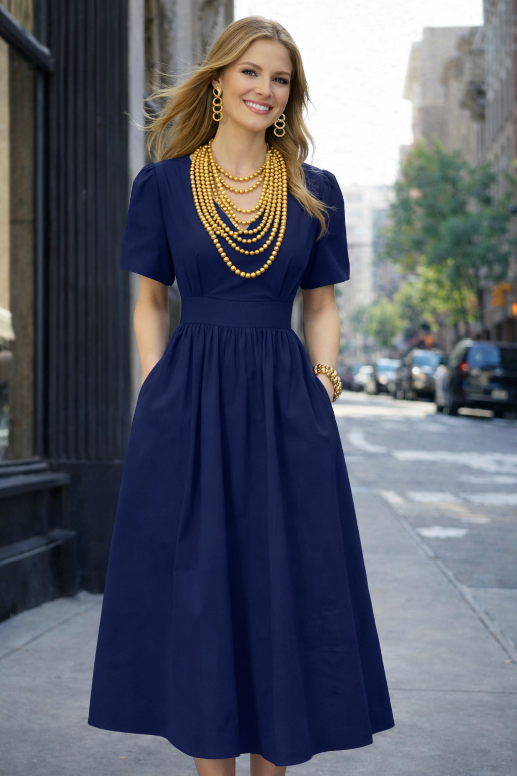 Vestido Cherry de algodón con bolsillos tallas (36-50)