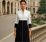 Vestido Grace cremallera spandex algodón licra, 2 colores, tallas (36-46)