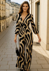 Graciela jumpsuit in printed cotton viscose lycra with elasticated back waist, sizes (36-46)