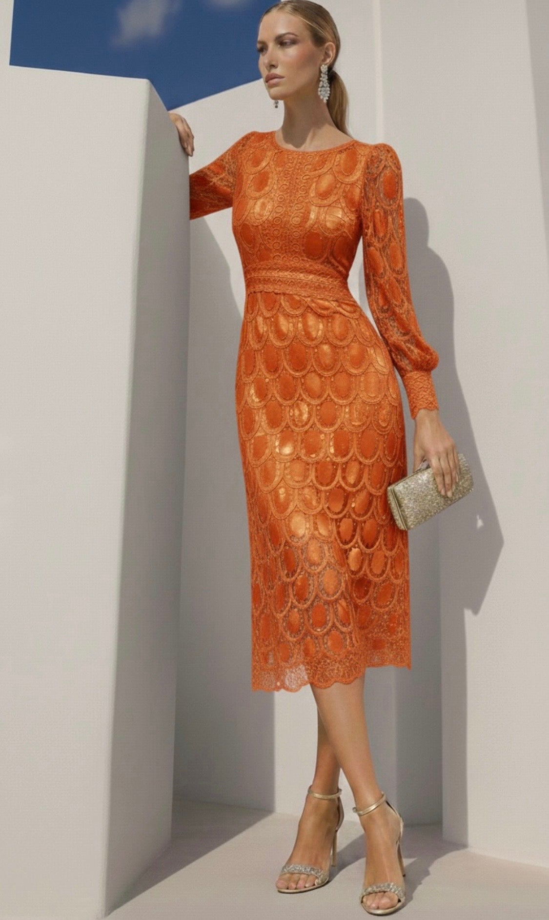 Dominica dress, lace and embroidery, 4 colors, size (36-48)