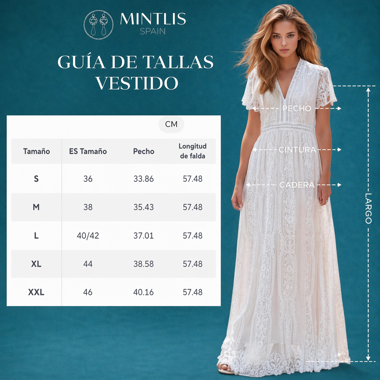 Vestido Daniela encaje largo, tallas (36-48) video