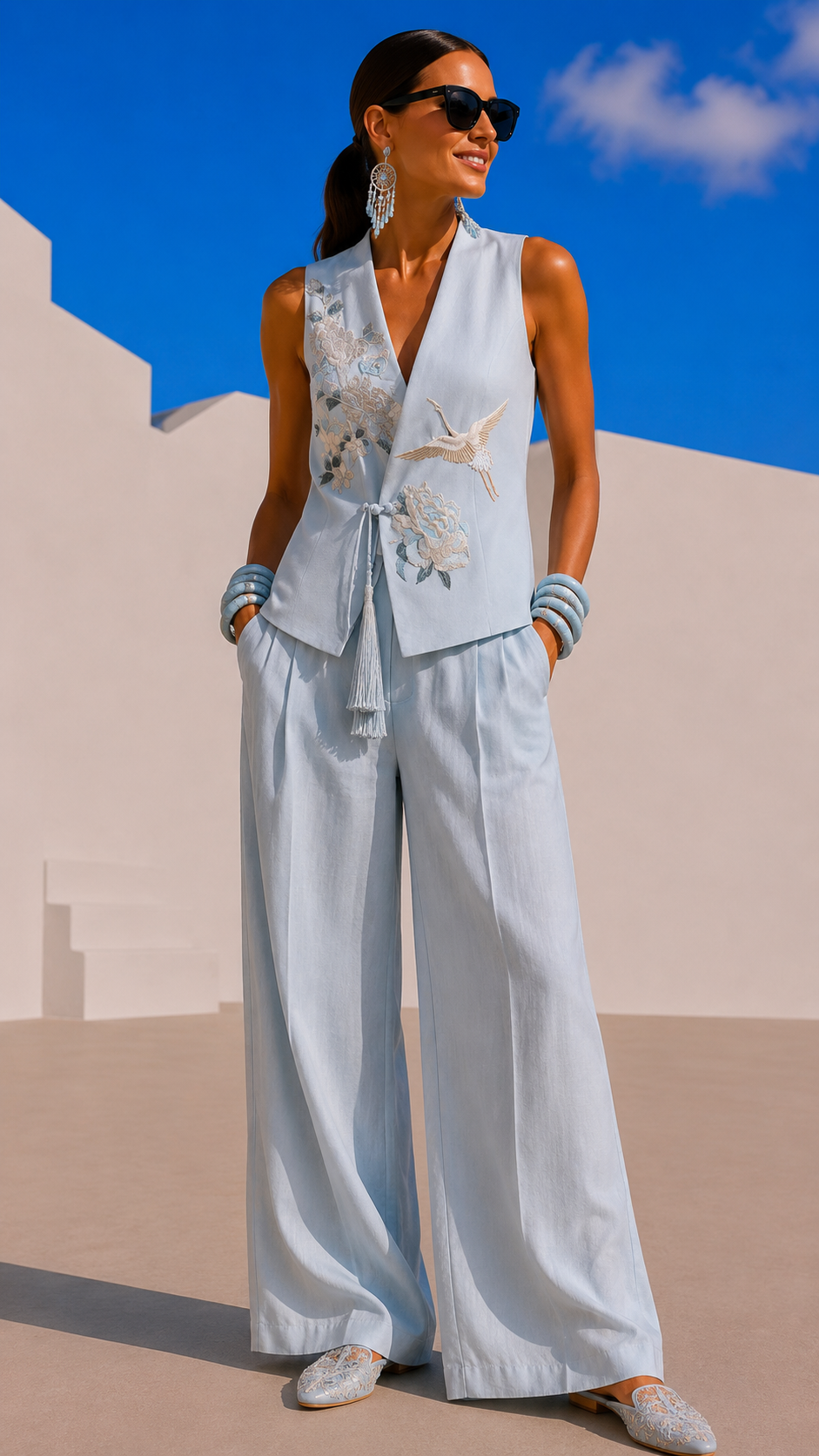 Oasis embroidered wrap vest, sizes (34-48) video