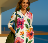 Katie shirt dress with pockets, 4 prints, sizes (36-52)