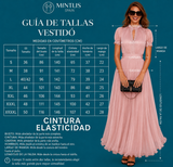Vestido Lamberty rosa nude gasa cintura trasera elástica, tallas (35-48)