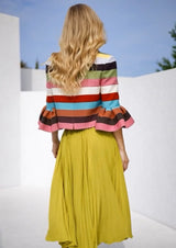 Falda Anja incluye cinturón , algodón satinada plisada, cintura elástica, 4 colores tallas (36-46)