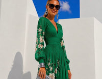 Suad pleated chiffon dress, 2 prints, sizes (34-48) video