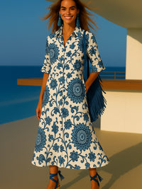 Blue shirt dresses, 3 prints, sizes (36-52)