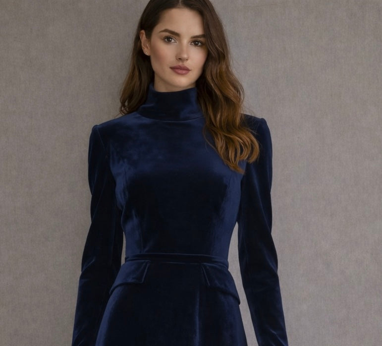 Mencia velvet dress with pockets, sizes (36-46)