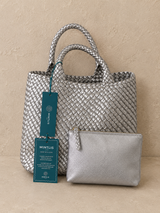 Bolso Las Vegas Tote Trenzado de Piel Auténtica 100% Leather, 5 colores, size talla 46x35x29x16cm