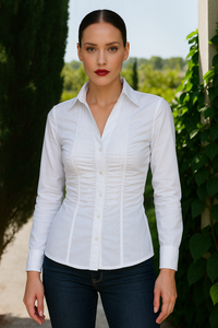 Camisa Fiorella algodón licra,tallas (36-48)