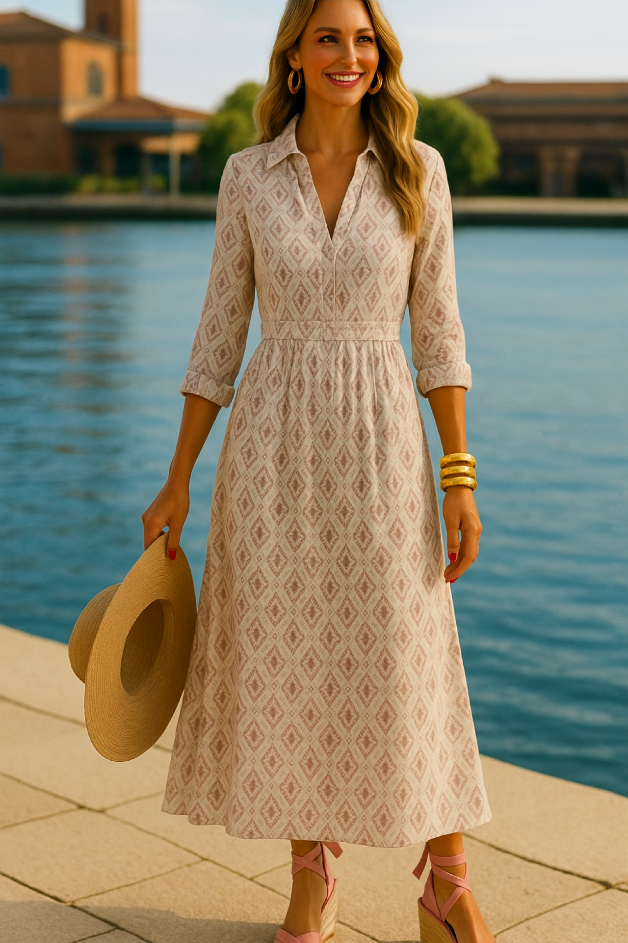 Vienna cotton viscose dress, 5 colors, sizes (36-50)