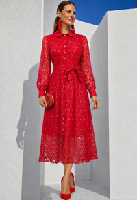 Vestido Dominica rojo camisero Midi , talla (36-50)(vídeo)