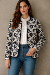 Chaqueta Opera acolchada de algodón con botones, 3 estampados, tallas (36-46)