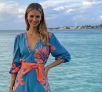 Vestido Mykonos camisero estampado con fajín de algodón licra, tallas (36-50)(vídeo)