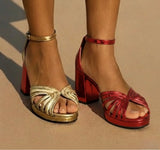 Sandalias Metallic metalizadas tacón cuadrado, 4 colores tallas (36-43) Made in Spain (video)