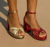 Sandalias Metallic metalizadas tacón cuadrado, 4 colores tallas (36-43) Made in Spain (video)