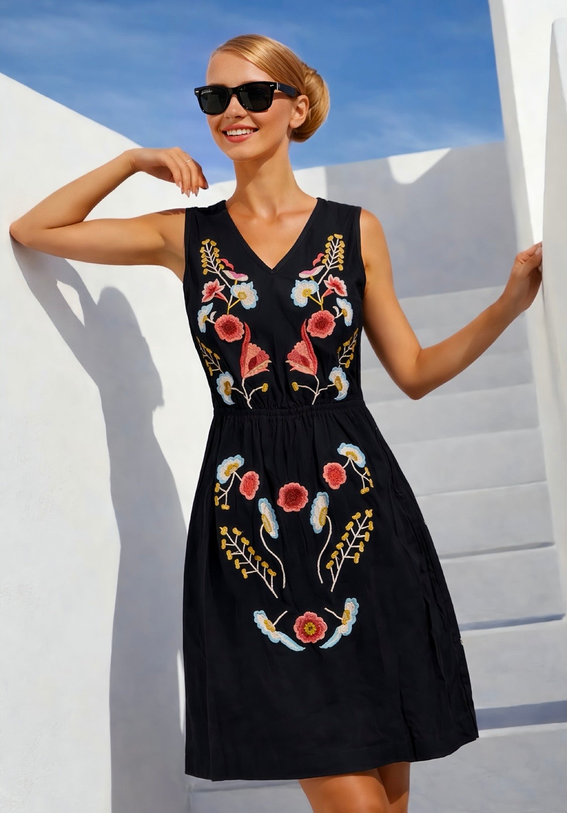 Vestido ⭐️ Merry bordado  algodón lycra,tallas (34-48) vídeo