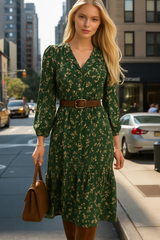 Laila dress, 4 prints with belt included, sizes (36-48)