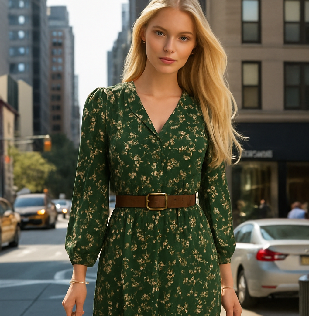 Laila dress, 4 prints with belt included, sizes (36-48)