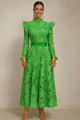 Kate embroidered and brocade dress with belt included, sizes (36-48) (video)