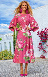 Vestido Pinky flower punto algodón licra, tallas (34-52) vídeo