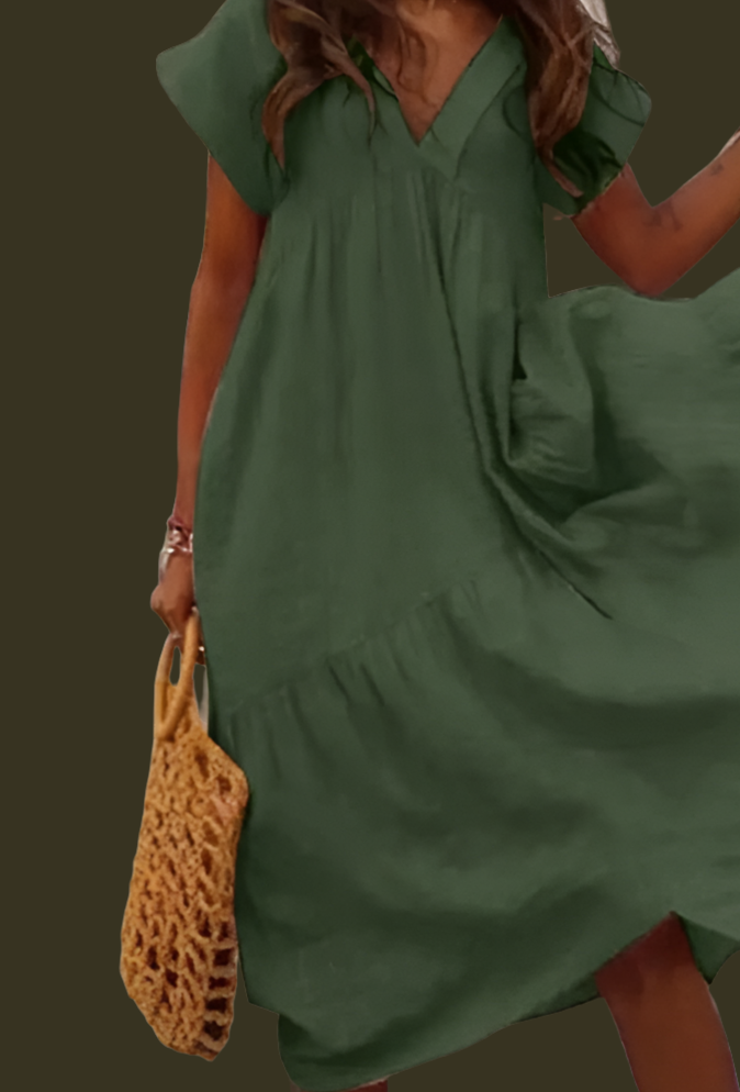 Dancing dress in 100% cotton and linen, 7 colors, 8 large sizes
