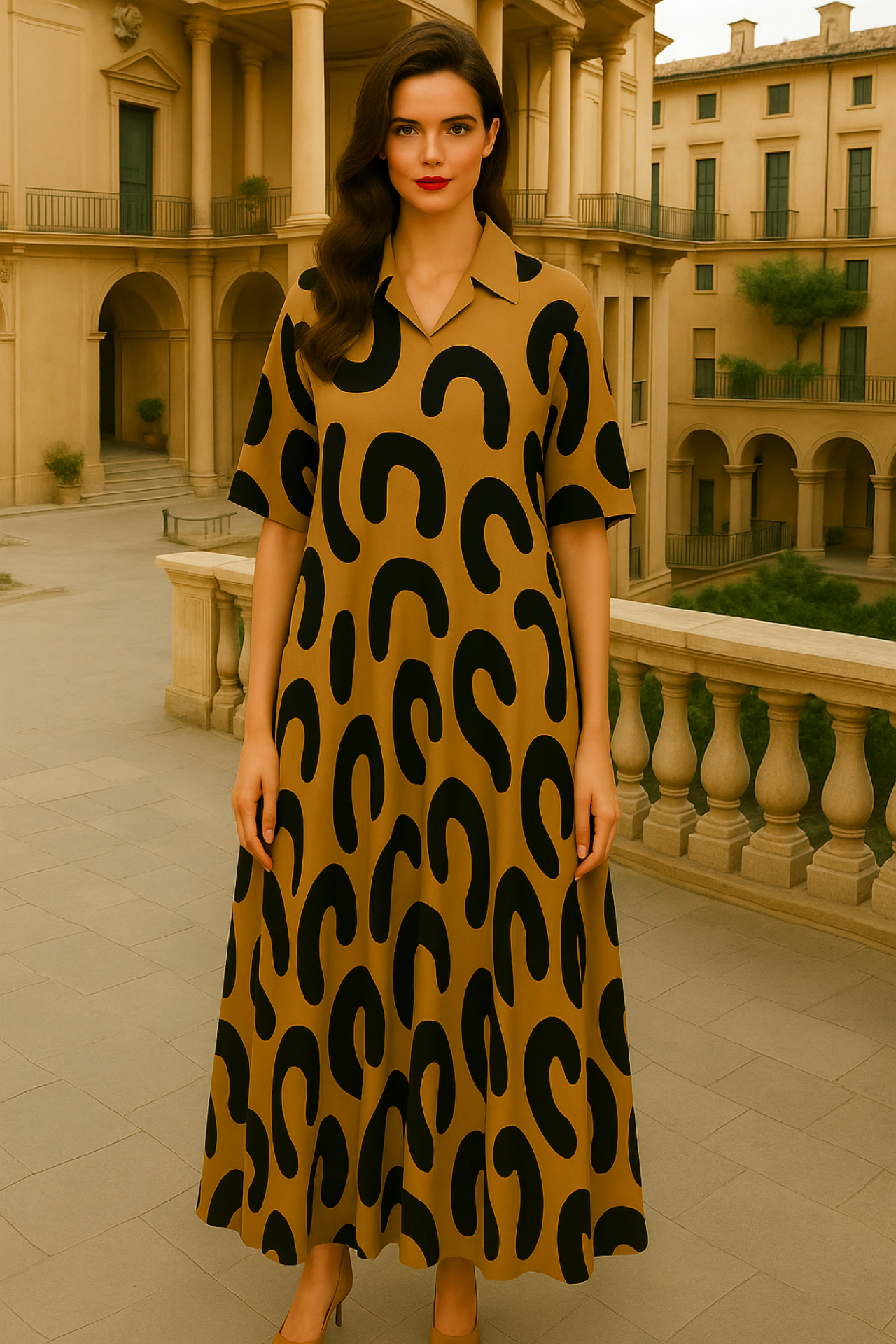 Vestido Safari ancho punto de algodón , 3 estampados, tallas (36-54)made in Oporto